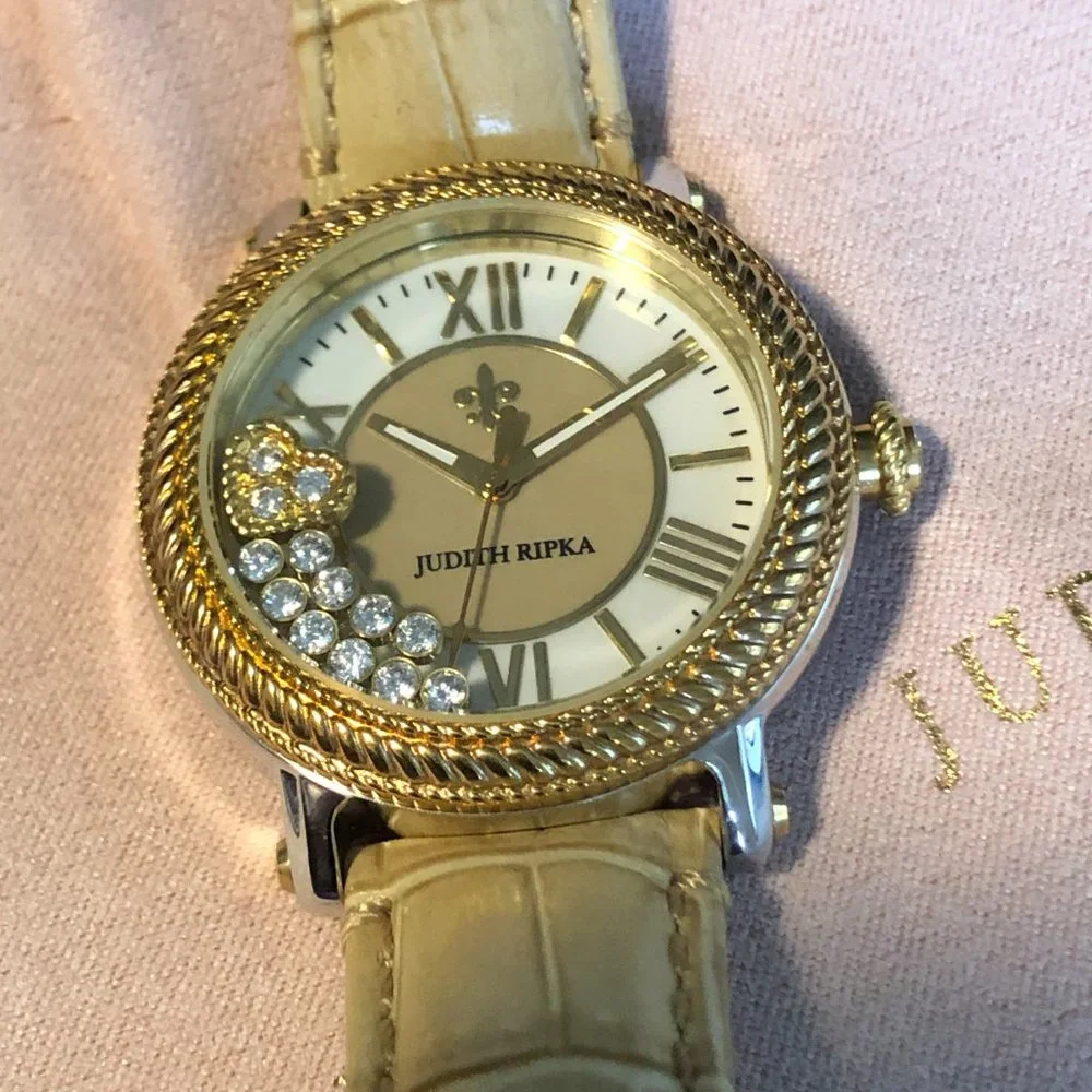 JUDITH RIPKA Odyssey Floating Heart Diamonique Charm Watch - Picture 3 of 9